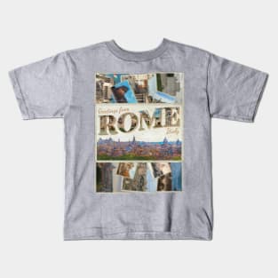 Greetings from Rome in Italy vintage style retro souvenir Kids T-Shirt